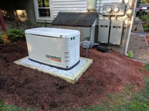 Generac standby generator installed outdoors beside a home.